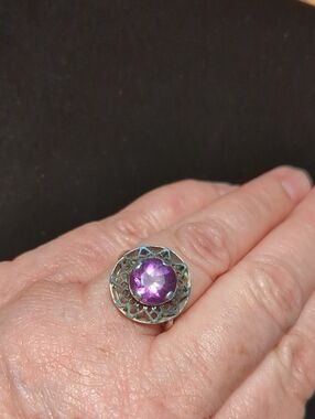 Sterling Filigree & Amethyst Ring